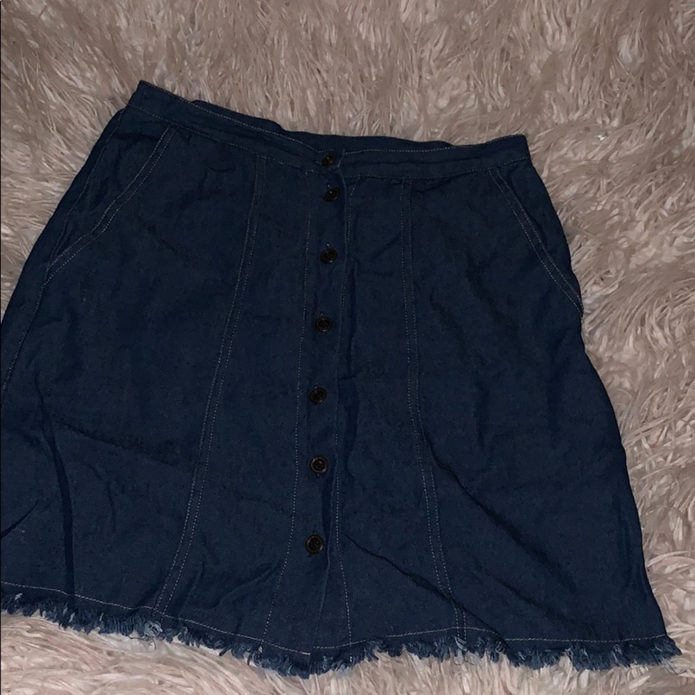 stretchy blue jean mini skirt